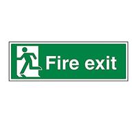 VSafety Señal de salida de fuego final para hombre izquierdo, paisaje, (Pack de 3), 450 mm x 150 mm, 3