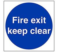 VSafety - Señal de salida de incendios con texto en inglés "Fire Exit Keep Clear", cuadrada, 3 unidades, 300mm x 300mm, 3