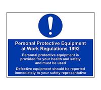 VSafety - Señal de seguridad con texto en inglés "PPE Supded For Health and Safety/Must..." (Pack de 3), 600 mm x 450 mm, 3