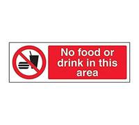 VSafety - Señal de texto "No Food Drink In This Area - Paisaje, 300 mm x 100 mm, vinilo autoadhesivo