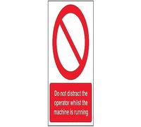 VSafety - Señal de vinilo autoadhesivo con texto en inglés "Do Not Distract The Operator While The Machine Is Moving", vertical, 150 mm x 200 mm