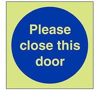 VSafety - Señal de vinilo autoadhesivo con texto en inglés "Glow In The Dark Please Close This Door", 200 mm x 200 mm