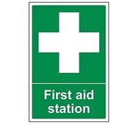 VSafety - Señal para estación de primeros auxilios (200 mm x 300 mm, plástico rígido, 1 mm)