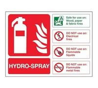 VSafety - Señal para extintor de incendios, diseño de aerosol hidráulico, 200 mm x 150 mm, plástico rígido de 1 mm