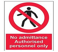 VSafety - Señal para peatones con texto en inglés "No Admittance Authorised Personnel Only - Retrato, 300 mm x 400 mm, plástico rígido de 1 mm