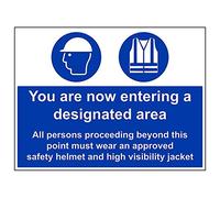 VSafety Señal "You Are Now Entering A Designated Area", 3 unidades, 600 mm x 450 mm, 3