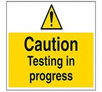 vsafety signos 67032bf-r "precaución ensayo en curso" señal de advertencia construcción, 1 mm plástico rígido, paisaje, 400 mm x 300 mm, Negro/Amarillo