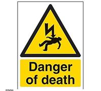 vsafety signos 68027 an-r "peligro de muerte" ADVERTENCIA Señal eléctrica, 1 mm plástico rígido, vertical, 150 mm x 200 mm), color negro/amarillo