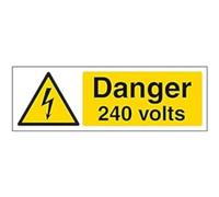 vsafety signos 68035 ax-r "peligro 240 voltios" ADVERTENCIA Señal eléctrica, 1 mm plástico rígido, paisaje, 300 mm x 100 mm, color negro/amarillo