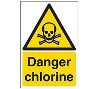 vsafety Signs 6 a017au-s "peligro cloro" ADVERTENCIA sustancia y químicos señal, autoadhesivos, vertical, 200 mm x 300 mm, Negro/Amarillo