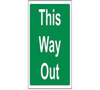VSafety This Way Out - Señal cuadrada de vinilo autoadhesivo (150 x 150 mm)