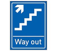 VSafety Way Out - Escaleras de flecha hacia arriba, 150 mm x 200 mm, plástico rígido azul de 1 mm