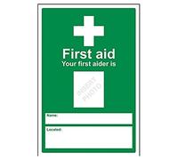 VSafety Your First Aider Are: Letrero - Retrato - 200 mm x 300 mm - Vinilo autoadhesivo