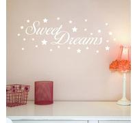 vsdhlsidgl Calcomanía de pared con letras, palabras, dulces sueños, pegatinas de pared, calcomanías de pared para decoración de dormitorio, blanco, 147x57cm