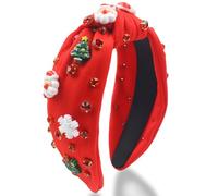 Vsdski Diadema de Navidad anudada para mujer, accesorios de Navidad para el cabello, diadema con diamantes de imitación y perlas (estilo 1, rutina)