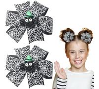 Vsdski Horquillas para el pelo de Halloween con lazo de araña 3D, accesorios para el cabello de Halloween, accesorios para el cabello para mujeres y niñas, horquillas de lazo de telaraña negra, pinzas