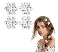 Vsdski Pinzas para el pelo de copos de nieve de Navidad con diamantes de imitación brillantes, accesorios para el cabello de Navidad para mujeres, pinzas de cocodrilo de metal para cabello grueso y