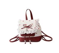 Vseutiac Bonita Mochila con Diseño de Nudo de Encaje, Bolso de Hombro Portátil, Mochila de Senderismo de Gran Capacidad de Piel Sintética, Adecuada para Estudi, Rojo, universal