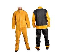 Vseutiac Chaqueta de Soldadura de Cuero, Pantalones, Traje, Equipo de Protección, Delantal de Soldadura, Monos de Soldador, amarillo, L