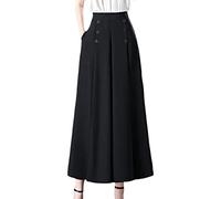 Vseutiac Pantalones Mujer Pierna Ancha Cintura Alta Pantalón Recto Largo Tela Suave Poliéster Funcional con Bolsillos Adecuados para Oficina Viajes Días de Esc, negro, 4XL