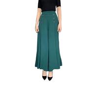 Vseutiac Pantalones Mujer Pierna Ancha Cintura Alta Pantalón Recto Largo Tela Suave Poliéster Funcional con Bolsillos Adecuados para Oficina Viajes Días de Esc, VERDE, 4XL