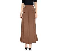Vseutiac Pantalones Mujer Pierna Ancha Cintura Alta Pantalón Recto Largo Tela Suave Poliéster Funcional con Bolsillos Adecuados para Oficina Viajes Días de Esc, MARRÓN, 2XL