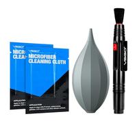 VSGO Kit de limpieza de cámara 4 en 1 con soplador de aire, cepillo para lentes, pluma, paños de limpieza de microfibra, compatibles con cámaras réflex digitales Canon, Nikon, Sony