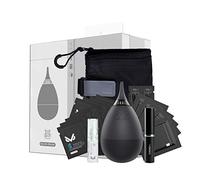 VSGO Kit de Limpieza Profesional de Lentes con Filtro de Aire soplador Bolsa Plegable Microfibra Lente paño toallitas húmedas Limpiador de Lentes Cepillo de Metal hisopo de algodón para cámara óptica