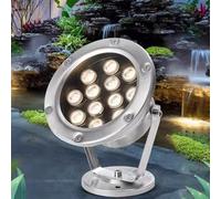 VSHENG LED Luces De Estanque Acero Inoxidable Luz De Fuente IP68 A Prueba De Agua Bajo Voltaje AC12/24V Luces Subacuáticas para Exteriores Piscina Cascada Foco(Warm White,36W-AC12V)
