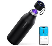 VSITOO Botella de agua inteligente de 33 onzas, botella de acero inoxidable aislada grande con autolimpieza IA, batería de 30 días y carga magnética para viajes al aire libre, gimnasio u oficina