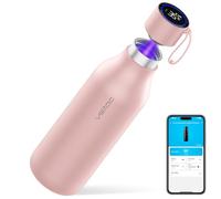 VSITOO Botella de agua inteligente de 33 onzas, botella de acero inoxidable aislada grande con autolimpieza IA, batería de 30 días y carga magnética para viajes al aire libre, gimnasio u oficina