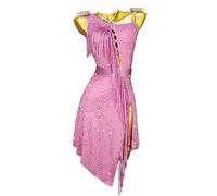 VSKXFDDB Vestido De Competencia De Baile De Salón Cha Cha Vestidos De Actuación De Baile Latino para Mujeres Traje De Salsa Hueco para Rumba,A,3XS