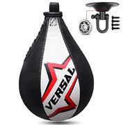 VSL - Bolsa de boxeo de bola de velocidad de cuero con rodamiento de bolas profesional giratorio MMA Muay Thai Training Dodge Striking Speedball Kit con giratorio colgante