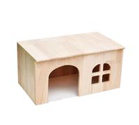 vSleeping Bunny House: refugio de madera natural, cabaña de pino ventilada, gran guarida de madera para conejos | Conejera interior para cobayas, escondite, jaula para mascotas, accesorio, salón, jueg