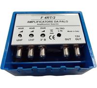 Vsnetwork Amplificador de antena de TV de poste con filtro Lte/5G, ganancia máxima 40 dB ajustable, 2 salidas, 2 entradas UHF + 1 VHF, bandas separadas