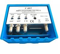 Vsnetwork Amplificador mástil Antena TV con Filtro Lte/4G, Ganancia máxima de 40 dB Ajustable, Amplificador Antena TV 2 entradas UHF + 1 VHF, Bandas separadas
