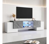 VSOGA Armario para TV de 180 × 40 × 46,5 cm, blanco y gris, con LED Bluetooth, armario bajo para TV de 60/65/70 pulgadas