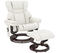 VSOGA Sillón de relax con reposapiés, sillón eléctrico para TV, reclinable, giratorio, sillón de masaje, mando a distancia, bolsillo lateral, color blanco crema, salón
