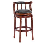 VSOGA Taburete de madera de Cowtop con función giratoria de 360° y respaldo, altura de bar y contador para cocina, comedor y zona de bar