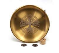 VSPDVO Plato ritual de altar de 5.5 pulgadas, cuenco plano de acero inoxidable, bandeja redonda de metal, bandeja de joyería de astrología, tarot, soporte para anillos, bandejas de decoración para