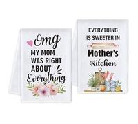 Vspek Juego de 2 Feliz Día de la Madre Paños de Cocina, Mamá Toallas de Cocina Toalla Happy Mother's Day Colorido Divertida para el baño Primavera Decoracion Cocina Artículos