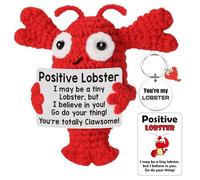 Vspek Langosta Positivo, Muñecas de Punto con Tarjeta Inspiradora, Langosta Llavero, Regalos Originales para Mujer, Hombres, Parejas, Colega, Cumpleaños, Fiesta, Navidad, Objeto de Oficina