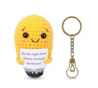 Vspek Muñeca positiva de ganchillo, regalo de apoyo emocional hecho a mano, llavero de bombilla, regalos de cumpleaños de graduación para amigos, compañeros de trabajo, decoración de escritorio de