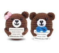 Vspek Oso de San Valentín de ganchillo positivo, muñeca positiva, regalos positivos, regalo mutuo, regalo de apoyo emocional para mujeres, hombres