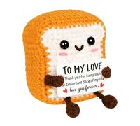 Vspek Tostada positiva, muñeca tostada de ganchillo hecha a mano con tarjeta To My Love, regalo de aliento, regalo de apoyo emocional para familiares, amigos, mejor amiga, decoración de oficina en