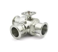 VSPPJYFG Válvula de Bola de 3 vías con Puerto T/L, de Acero Inoxidable 304/316L, de 19-51 mm, con Triple Abrazadera, 1,5" y 2", sin actuador(L-port-32mm Ferrule 50.5,SUS304)