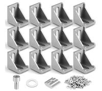 vsshe 12PCS Soportes de Esquina de Perfil de Aluminio, perfiles de aluminio para esquinas 35 x 35, Escuadra de Ángulo Recto Material de Fijación de Ángulo, Conector Esquina para Perfiles de Aluminio
