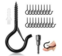 vsshe 20 piezas M5 Ganchos de Tornillo Hembrillas Cerradas, Ganchos de Techo Q-Hanger, Ganchos de Rosca con Hebilla de Seguridad, Cáncamos de Tornillo con Rosca de Madera para Macetas, Luces, Jardín