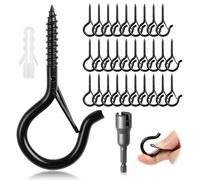 vsshe 30 piezas M5 Ganchos de Tornillo Hembrillas Cerradas, Ganchos de Techo Q-Hanger, Ganchos de Rosca con Hebilla de Seguridad, Cáncamos de Tornillo con Rosca de Madera para Macetas, Luces, Jardín