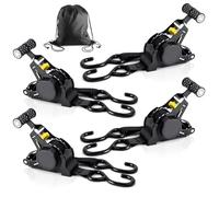 vsshe 4 Piezas Correas de Amarre con trinquete, Ajustable Cinchas de Amarre con Hebilla (25 mm x 3.3 m), Carga 680kg Tensor de Carraca para Motocicletas, Baca, Remolques, Carga, Bicicleta, Piraguas